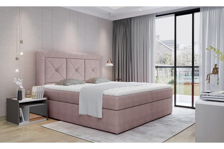 Sänkypaketti Cataloba 160x200 cm - Vaaleanpunainen - Huonekalut - Sänky - Sänkypaketti