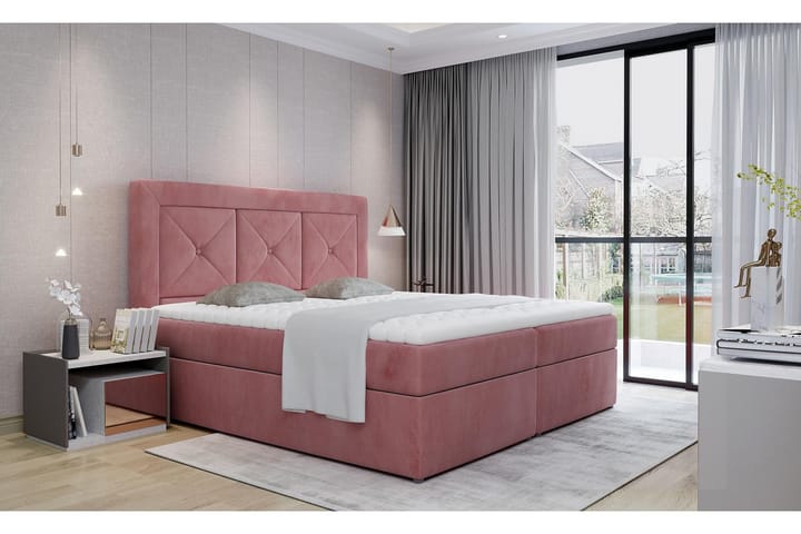 Sänkypaketti Cataloba 180x200 cm - Vaaleanpunainen - Huonekalut - Sänky - Sänkypaketti