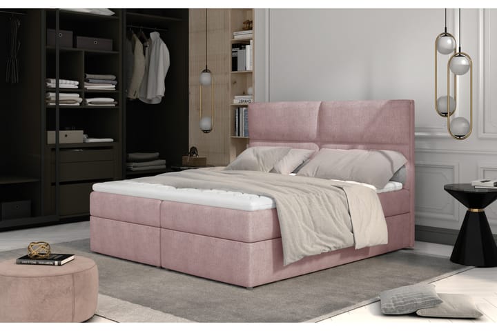 Sänkypaketti Epenede 140x200 cm - Vaaleanpunainen - Huonekalut - Sängyt - Sänkypaketti