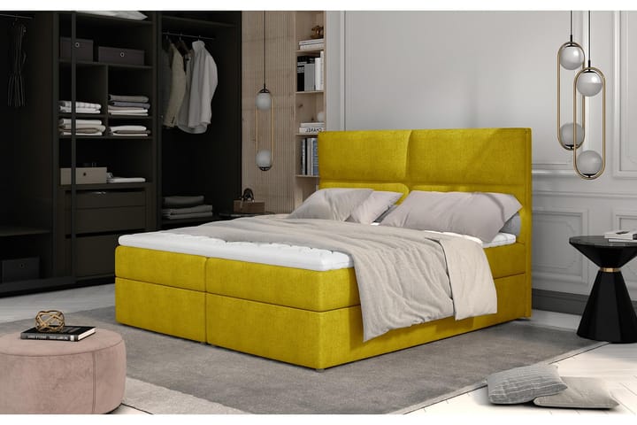 Sänkypaketti Epenede 160x200 cm - Keltainen - Huonekalut - Sängyt - Sänkypaketti