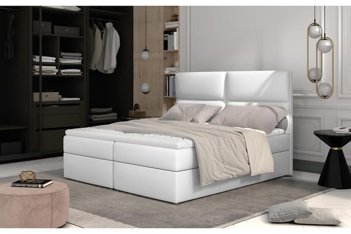 Sänkypaketti Epenede 160x200 cm - Nahka/valkoinen - Huonekalut - Sängyt - Sänkypaketti
