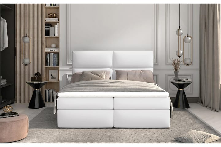 Sänkypaketti Epenede 180x200 cm - Nahka/valkoinen - Huonekalut - Sängyt - Sänkypaketti