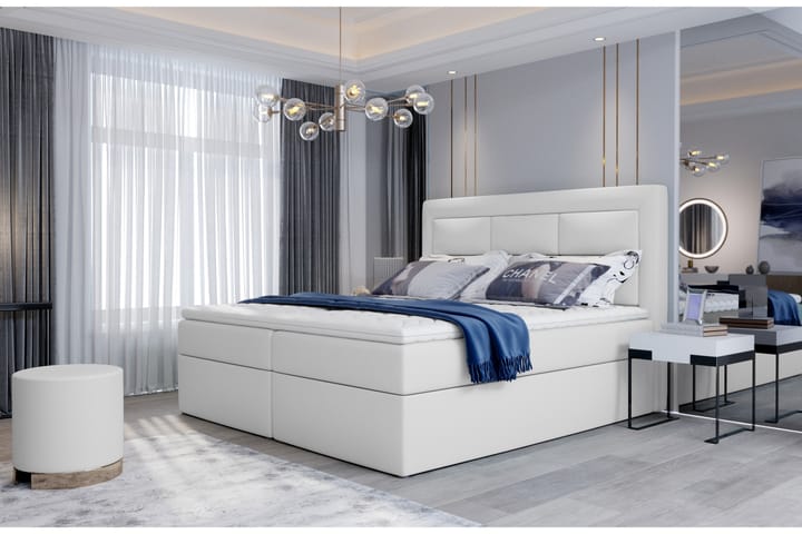 Sänkypaketti Montalon 140x200 cm - Nahka/valkoinen - Huonekalut - Sängyt - Sänkypaketti