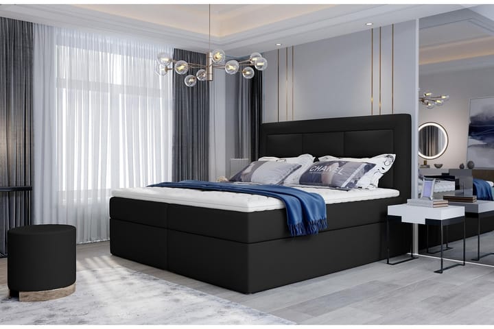 Sänkypaketti Montalon 160x200 cm - Nahka/Musta - Huonekalut - Sänky - Sänkypaketti