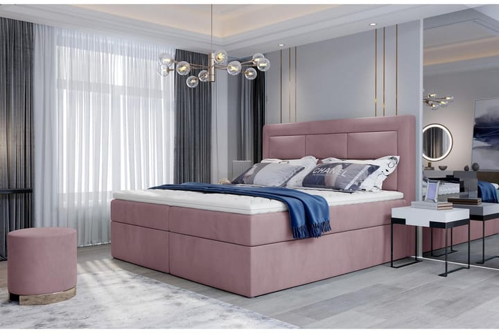 Sänkypaketti Montalon 160x200 cm - Vaaleanpunainen - Huonekalut - Sänky - Sänkypaketti