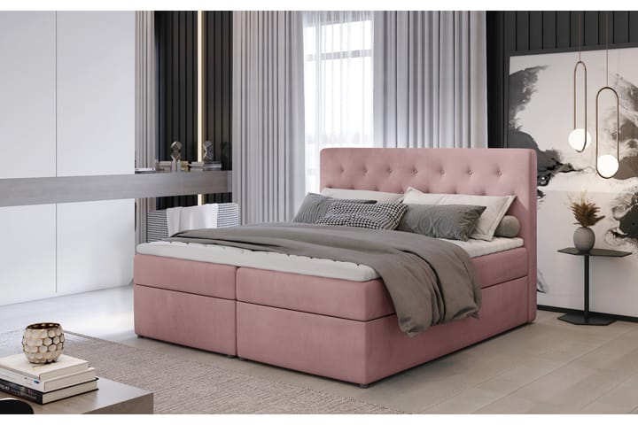 Sänkypaketti Nottawa 180x200 cm - Vaaleanpunainen - Huonekalut - Sängyt - Sänkypaketti