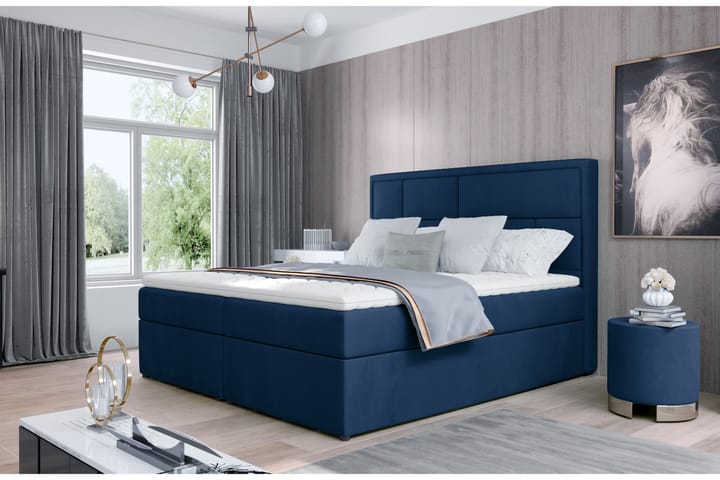Sänkypaketti Varrains 140x200 cm - Sininen - Huonekalut - Sängyt - Sänkypaketti