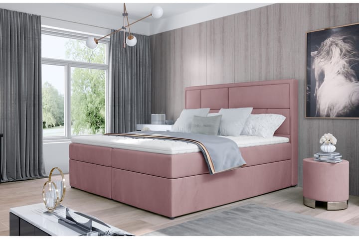 Sänkypaketti Varrains 140x200 cm - Vaaleanpunainen - Huonekalut - Sänky - Sänkypaketti