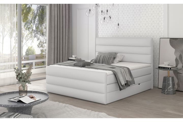 Sänkypaketti Veillais 140x200 cm - Nahka/valkoinen - Huonekalut - Sängyt - Sänkypaketti