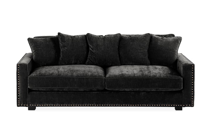 3:n ist Samettisohva Hamelen - Tummanharmaa/Musta - Huonekalut - Sohvat - 3:n istuttava sohva