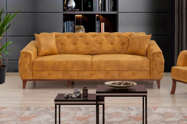 3:n ist Sohva Zollino - Keltainen/Luonnonväri - Huonekalut - Sohvat - 3:n istuttava sohva