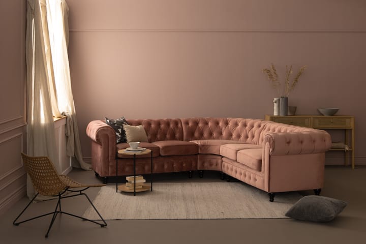 Kulmasohva Chesterfield Lux - Vaaleanpunainen - Huonekalut - Sohvat - Chesterfield-sohvat