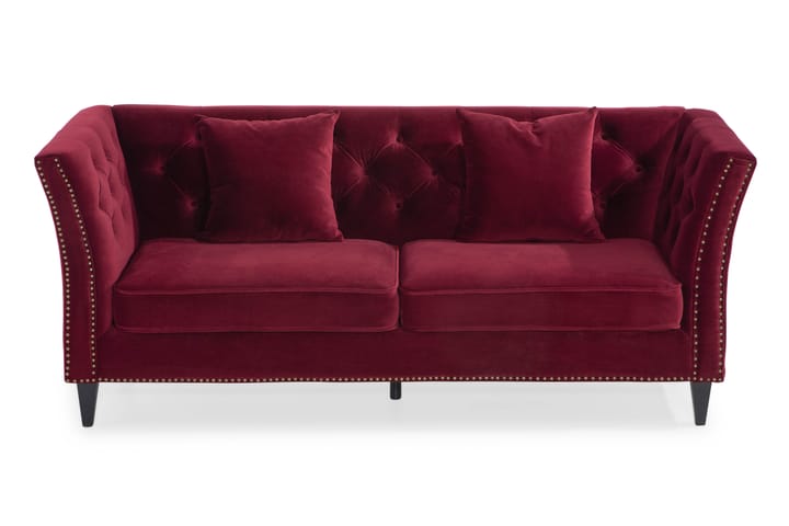 3:n ist Samettisohva Baybano - Tummanpunainen - Huonekalut - Sohva - 3:n istuttava sohva
