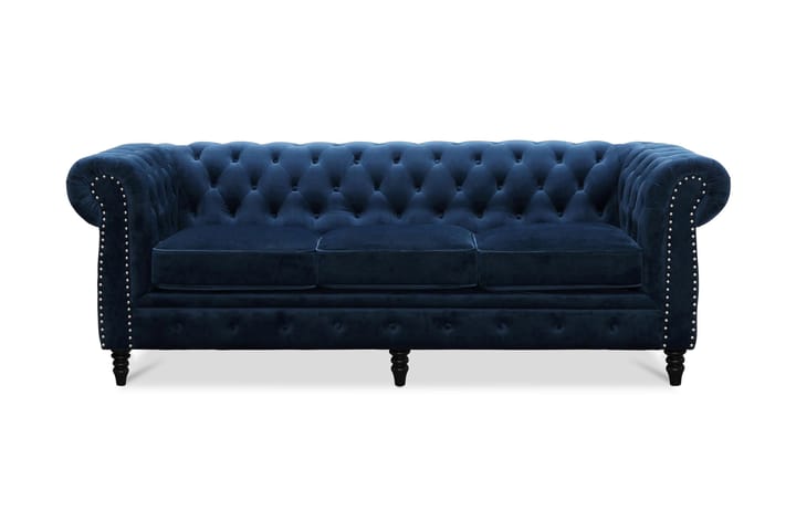 Samettisohva Chester Deluxe 3:n ist - Sininen - Huonekalut - Sohvat - 3:n istuttava sohva