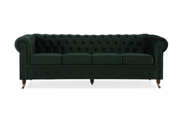 Samettisohva Chester Deluxe 4:n ist - Tummanvihreä - Huonekalut - Sohva - 4:n istuttava sohva