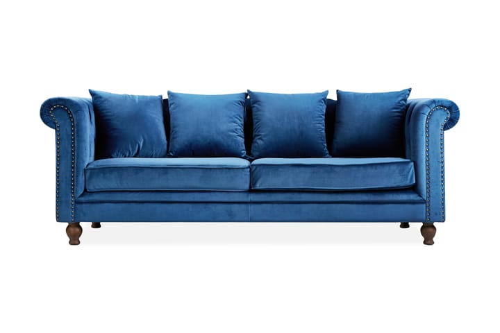 Sohva Ryan 3:n ist Sametti - Sininen - Huonekalut - Sohvat - Howard-sohvat