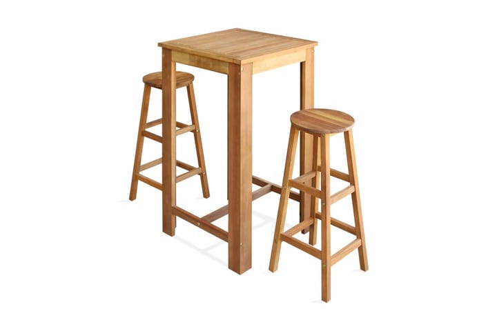 Baaripöytä ja -jakkarat 3 osaa kiinteä akaasiapuu - Ruskea - Huonekalut - Tuoli & nojatuoli - Baarituolit
