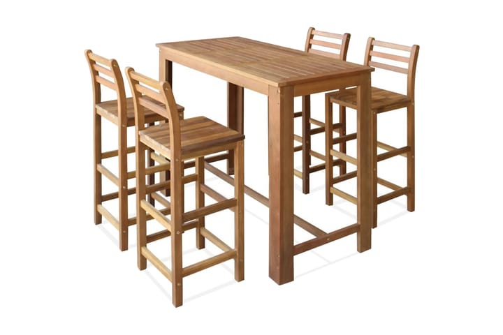 Baaripöytä ja -tuoliryhmä 5 osaa kiinteä akaasiapuu - Ruskea - Huonekalut - Tuolit - Baarituolit
