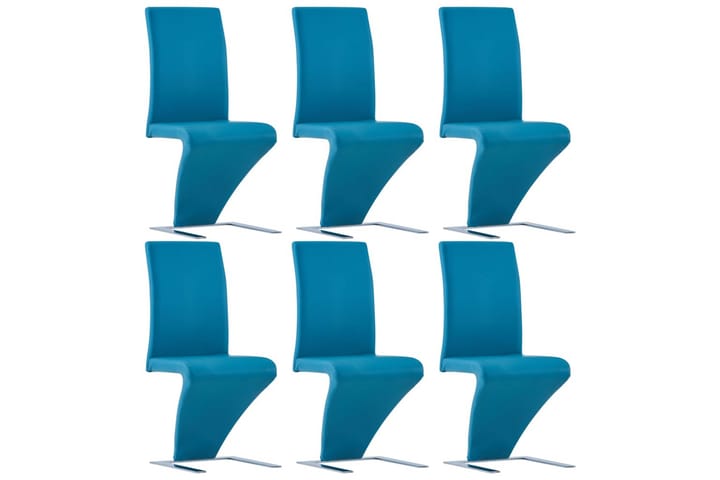 Ruokailutuoli Zigzag-muoto 6 kpl sininen keinonahka - Huonekalut - Tuoli & nojatuoli - Käsinojallinen tuoli