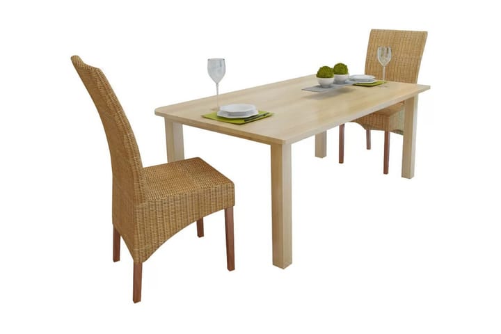Ruokapöydän tuolit 2 kpl ruskea luonnollinen rottinki - Ruskea - Huonekalut - Tuolit - Käsinojallinen tuoli