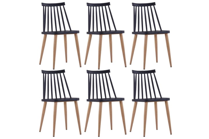 Ruokapöydän tuolit 6 kpl musta muovi - Musta - Huonekalut - Tuoli & nojatuoli - Käsinojallinen tuoli