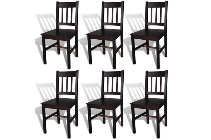 Ruokapöydän tuolit 6 kpl ruskea mänty - Ruskea - Huonekalut - Tuoli & nojatuoli - Käsinojallinen tuoli