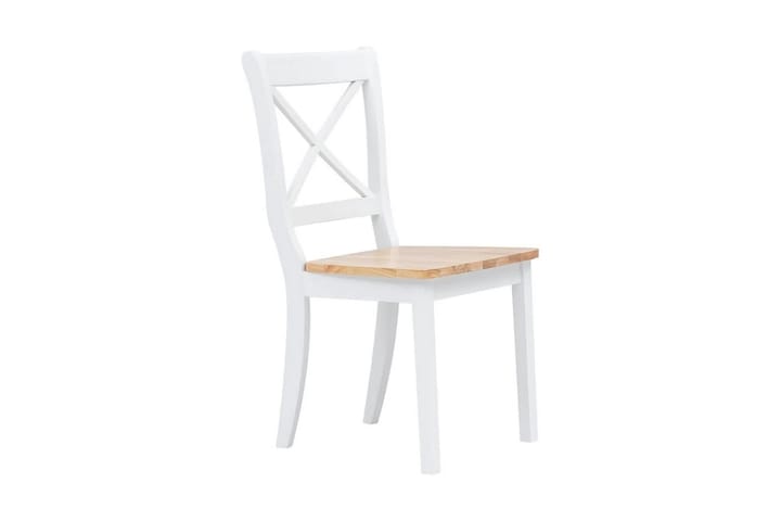 Ruokatuolit 4 kpl valkoinen ja vaalea täysi kumipuu - Valkoinen - Huonekalut - Tuoli & nojatuoli - Ruokapöydän tuolit