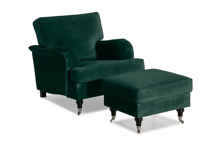 Nojatuoli + jalkarahi Oxford Classic Sametti - Tummanvihreä - Sisustustuotteet - Seinäkoristeet - Tapetit - Valokuvatapetit