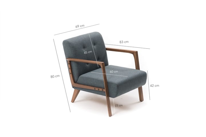 Nojatuoli Borruso käsinojilla - Sininen/Ruskea - Huonekalut - Tuoli & nojatuoli - Nojatuoli
