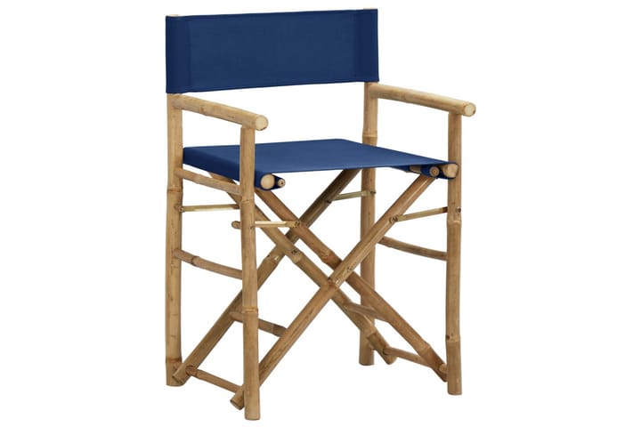 Kokoontaitettava ohjaajantuoli 2 kpl sininen bambu ja kangas - Huonekalut - Tuoli & nojatuoli - Ohjaajantuolit