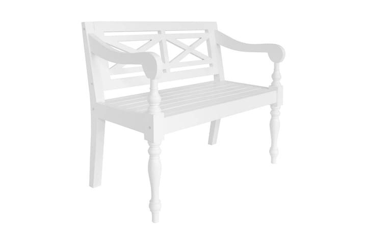 Batavia-penkki täysmahonki 98 cm valkoinen - Valkoinen - Huonekalut - Tuolit - Istuinpenkit - Penkki selkänojalla