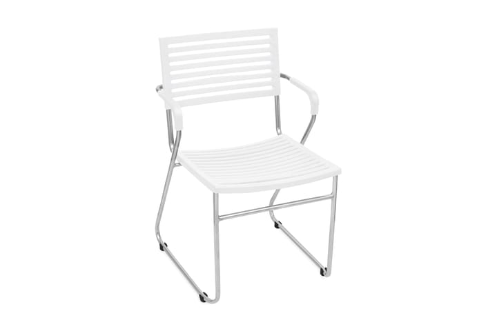 Pinottavat ruokapöydän tuolit 2 kpl valkoinen muovi - Valkoinen - Huonekalut - Tuoli & nojatuoli - Ruokapöydän tuoli