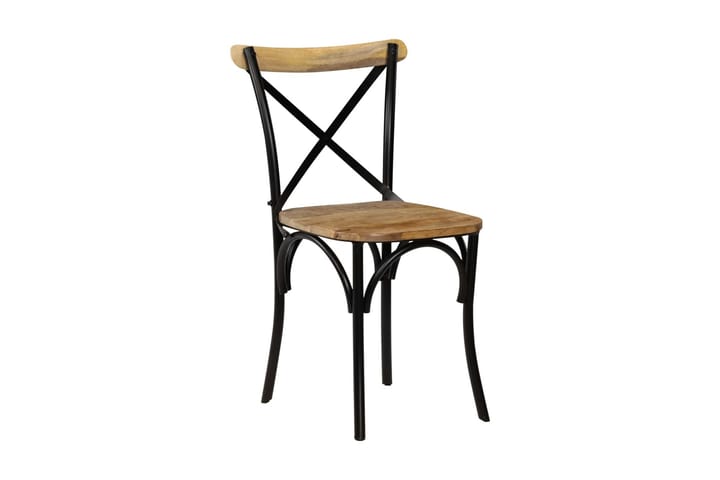 Ristiselkäiset tuolit 2 kpl musta täysi mangopuu - Musta - Huonekalut - Tuoli & nojatuoli - Ruokapöydän tuolit