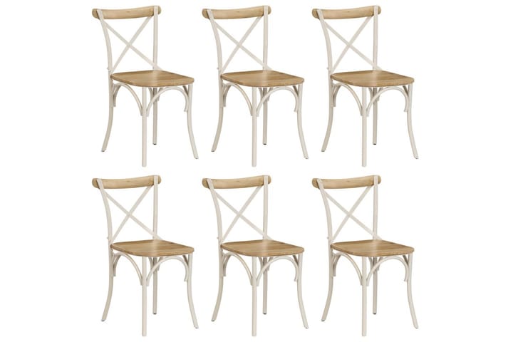 Ristiselkäiset tuolit 6 kpl valkoinen mangopuu - Valkoinen - Huonekalut - Tuoli & nojatuoli - Ruokapöydän tuolit