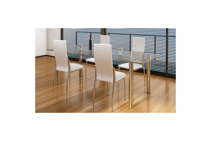 Ruokapöydän tuolit 4 kpl valkoinen keinonahka - Valkoinen - Huonekalut - Tuoli & nojatuoli - Ruokapöydän tuoli