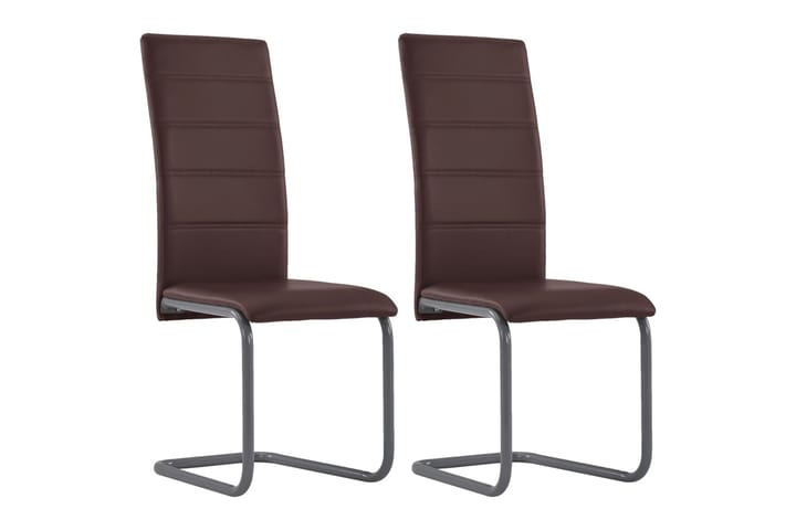 Takajalattomat ruokapöydän tuolit 2 kpl ruskea keinonahka - Ruskea - Huonekalut - Tuoli & nojatuoli - Ruokapöydän tuolit