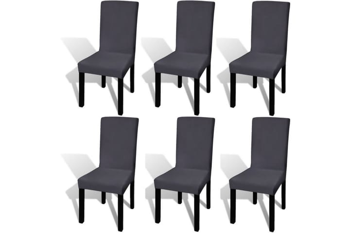 Suora joustava tuolinpäällinen 6 kpl Antrasiitti - Harmaa - Puutarhakalusteet - Terassipöydät - Ruokapöytä terassille