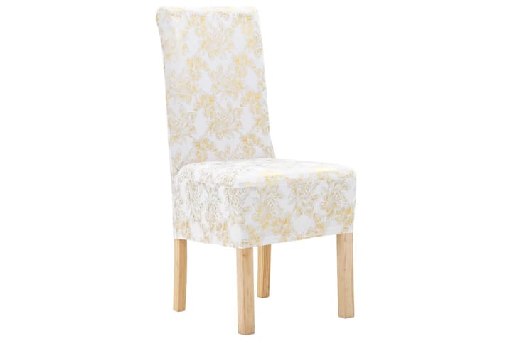 Suora tuolinpäällinen 6 kpl stretch kultaisella kuviolla - Kulta - Kodintekstiilit & matot - Huonekalutekstiilit - Huonekalupäälliset