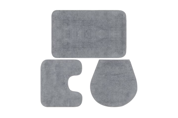 Kylpyhuoneen mattosarja 3 osaa kangas harmaa - Harmaa - Kodintekstiilit & matot - Kylpyhuonetekstiilit - Kylpyhuoneen matto