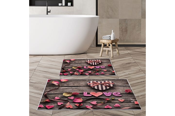 Kylpyhuonematto Pallawi 60x150 cm Suorakaide - Monivärinen - Kodintekstiilit & matot - Kylpyhuonetekstiilit - Kylpyhuoneen matto