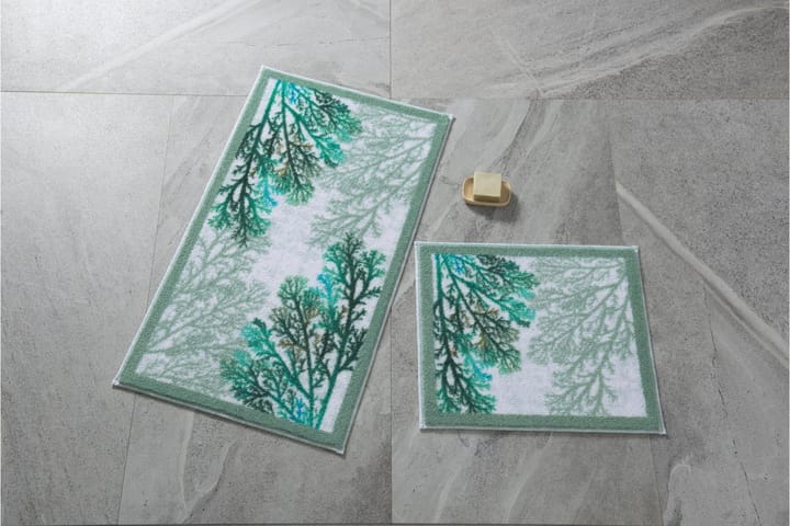 Kylpyhuonematto Penmon 2 kpl - Vihreä/Valkoinen - Kodintekstiilit & matot - Kylpyhuonetekstiilit - Kylpyhuoneen matto