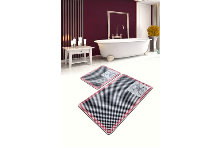 Kylpyhuonematto Romilla 2 kpl - Beige/punainen/musta - Kodintekstiilit - Kylpyhuonetekstiilit - Kylpyhuonematot