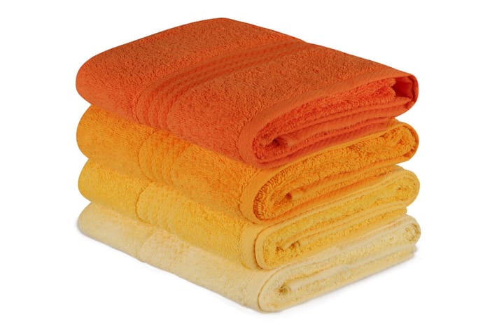 Käsipyyhe Hobby 50x90 cm 4-pak - Keltainen/Oranssi - Kodintekstiilit - Kylpyhuonetekstiilit - Pyyhe
