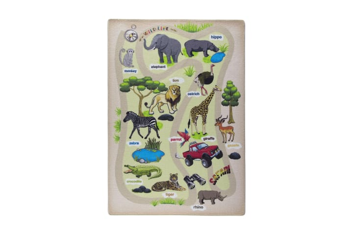 Lastenmatto Wildlife 100x150 cm - Beige - Kodintekstiilit - Lasten tekstiilit - Lastenhuoneen matto