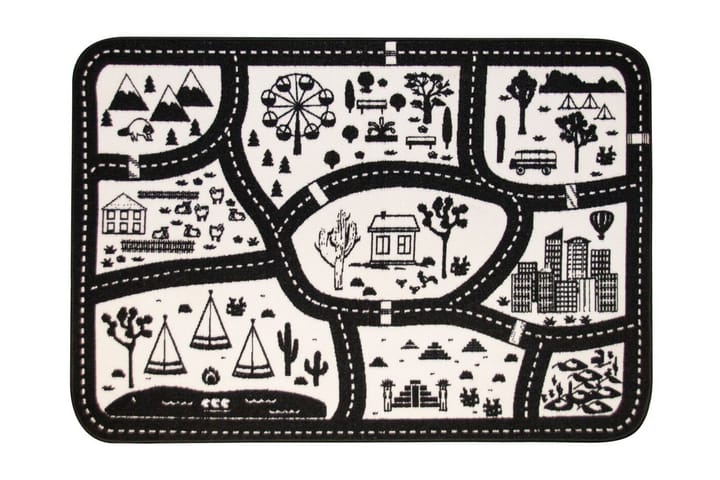 Liikennematto 100x140 cm Mustavalkoinen - Hestia - Kodintekstiilit & matot - Lasten tekstiilit - Lastenhuoneen matto