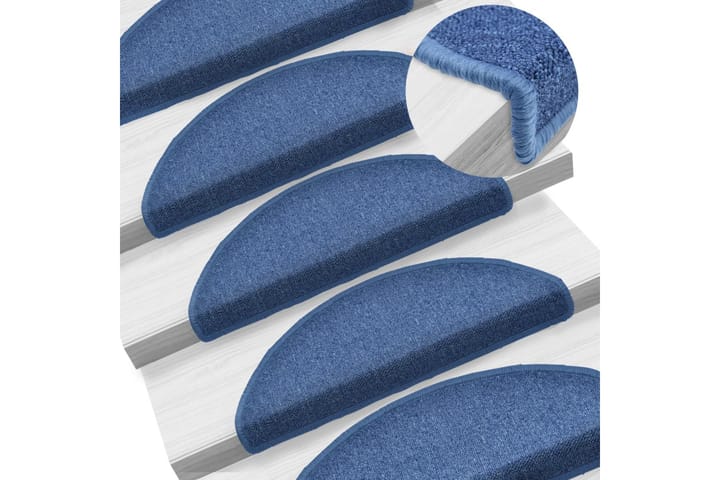 Porrasmatot 15 kpl sininen 65 x 24 x 4 cm - Sininen - Kodintekstiilit - Matot - Moderni matto - Räsymatto