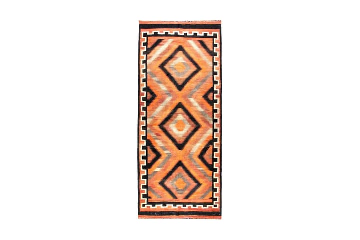 Käsinsolmittu Persialainen matto 131x320 cm Kelim - Oranssi/Musta - Kodintekstiilit & matot - Matto - Itämainen matto - Kelim-matto