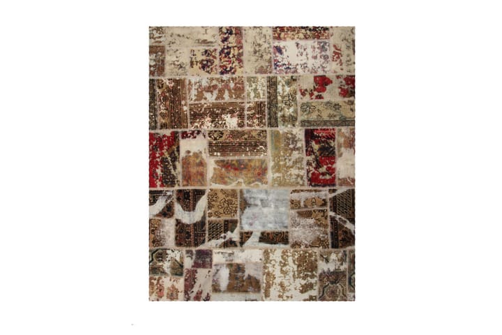 Käsinsolmittu Persialainen Matto Tilkku 168x223 cm - Beige / Ruskea - Kodintekstiilit - Matot - Itämainen matto - Patchwork-matto