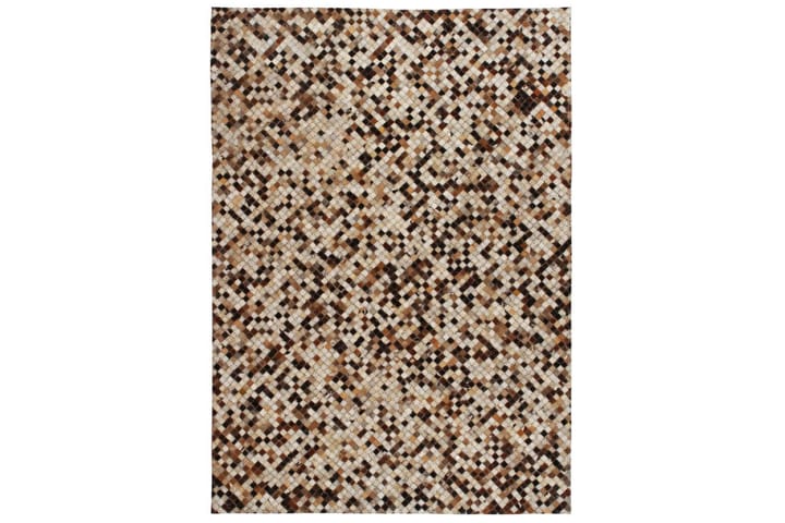 Matto aitoa nahkaa tilkkutyö 80x150 cm neliö ruskea/valkoine - Monivärinen - Kodintekstiilit - Matot - Itämainen matto