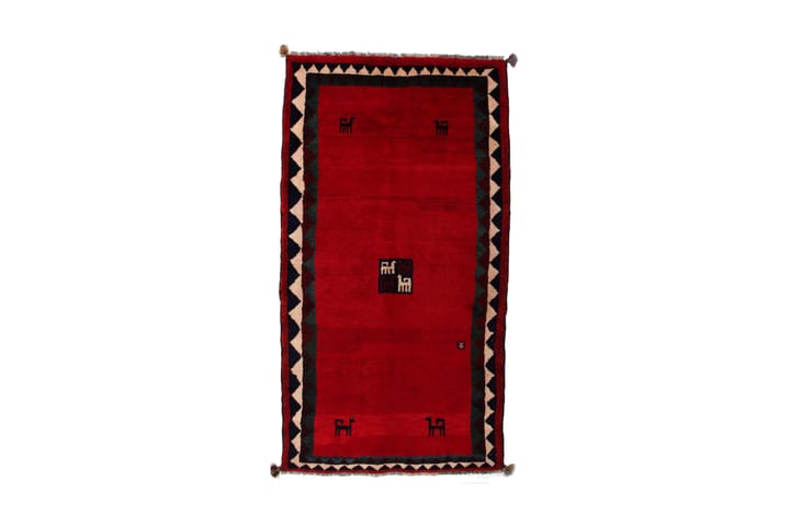 Käsinsolmittu Gabbeh Shiraz Villa Punainen/Musta 106x202cm - Punainen/Musta - Kodintekstiilit - Matot - Moderni matto - Kuviollinen matto